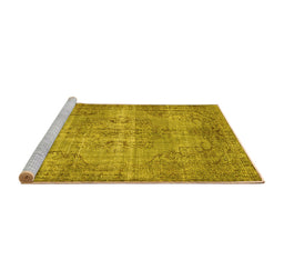 Sideview of Machine Washable Abstract Yellow Contemporary Rug, wshcon448yw