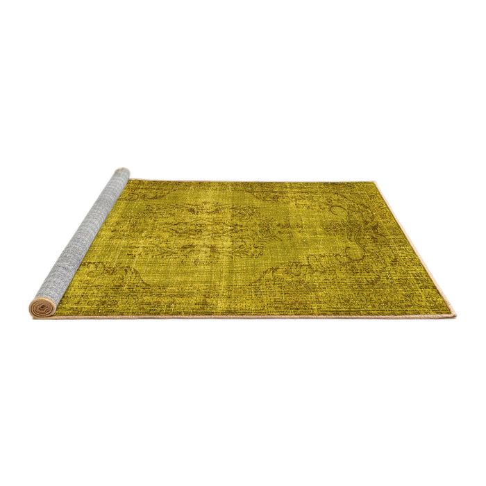 Sideview of Machine Washable Abstract Yellow Contemporary Rug, wshcon448yw