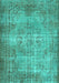 Machine Washable Abstract Turquoise Contemporary Area Rugs, wshcon448turq