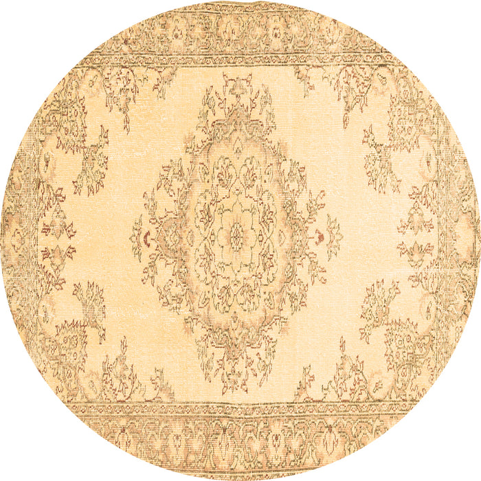 Round Abstract Brown Contemporary Rug, con449brn