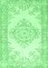 Machine Washable Abstract Emerald Green Contemporary Area Rugs, wshcon449emgrn