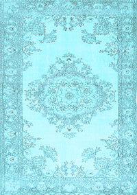 Abstract Light Blue Contemporary Rug, con449lblu