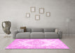 Machine Washable Abstract Pink Contemporary Rug in a Living Room, wshcon449pnk