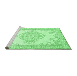 Sideview of Machine Washable Abstract Emerald Green Contemporary Area Rugs, wshcon449emgrn