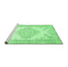 Sideview of Machine Washable Abstract Emerald Green Contemporary Area Rugs, wshcon449emgrn