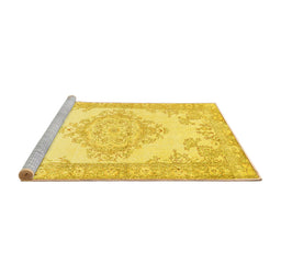 Sideview of Machine Washable Abstract Yellow Contemporary Rug, wshcon449yw