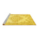 Sideview of Machine Washable Abstract Yellow Contemporary Rug, wshcon449yw