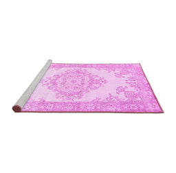 Sideview of Machine Washable Abstract Pink Contemporary Rug, wshcon449pnk