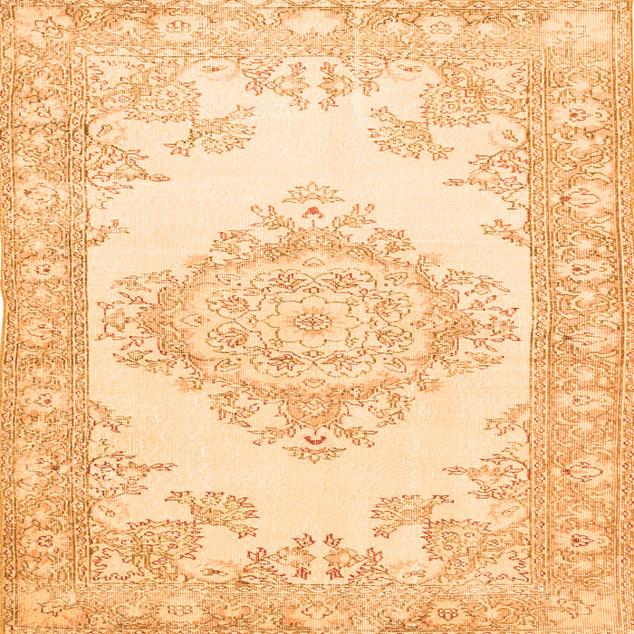 Round Machine Washable Abstract Orange Contemporary Area Rugs, wshcon449org