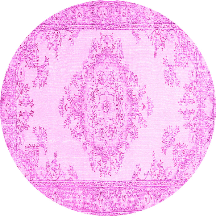 Round Abstract Pink Contemporary Rug, con449pnk