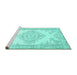 Sideview of Machine Washable Abstract Turquoise Contemporary Area Rugs, wshcon449turq