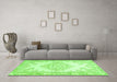 Machine Washable Abstract Green Contemporary Area Rugs in a Living Room,, wshcon449grn