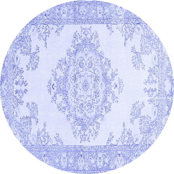 Round Abstract Blue Contemporary Rug, con449blu
