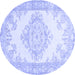 Round Abstract Blue Contemporary Rug, con449blu