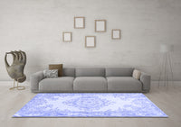 Machine Washable Abstract Blue Contemporary Rug, wshcon449blu