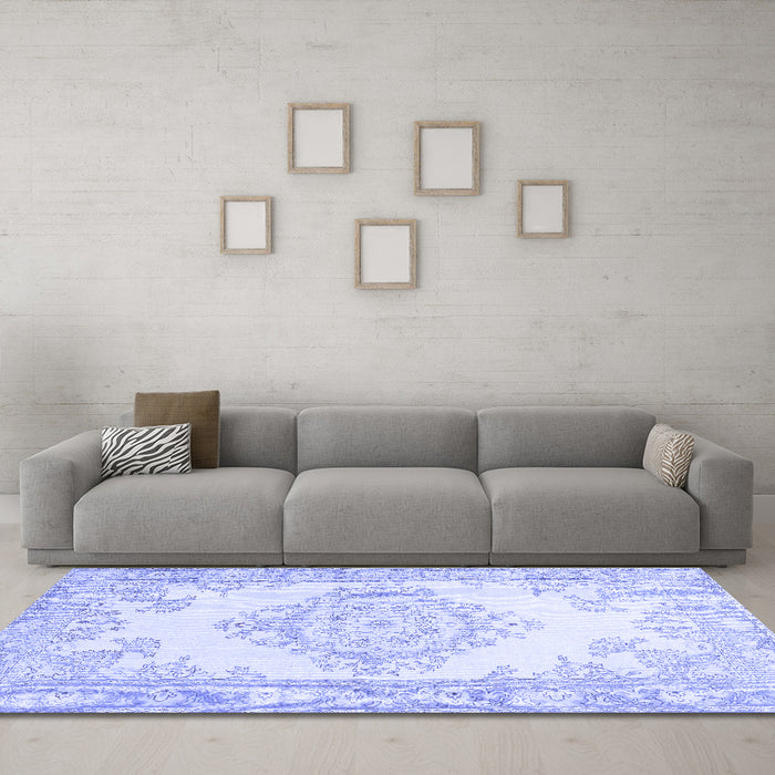 Machine Washable Abstract Blue Contemporary Rug in a Living Room, wshcon449blu