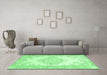 Machine Washable Abstract Emerald Green Contemporary Area Rugs in a Living Room,, wshcon449emgrn