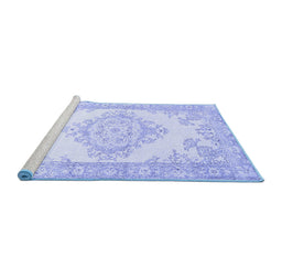 Sideview of Machine Washable Abstract Blue Contemporary Rug, wshcon449blu