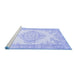 Sideview of Machine Washable Abstract Blue Contemporary Rug, wshcon449blu