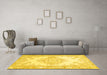 Machine Washable Abstract Yellow Contemporary Rug in a Living Room, wshcon449yw