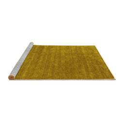 Sideview of Machine Washable Abstract Yellow Contemporary Rug, wshcon44yw
