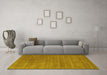 Machine Washable Abstract Yellow Contemporary Rug in a Living Room, wshcon44yw