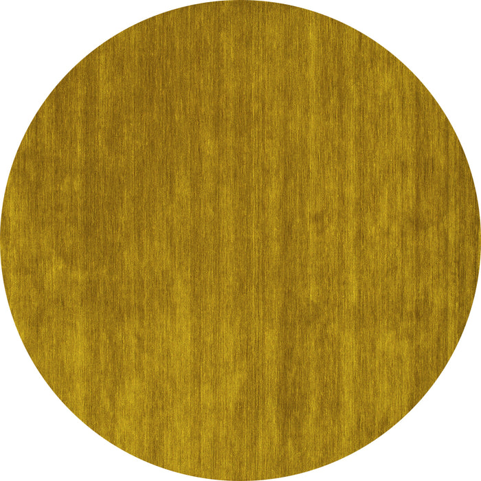 Round Machine Washable Abstract Yellow Contemporary Rug, wshcon44yw