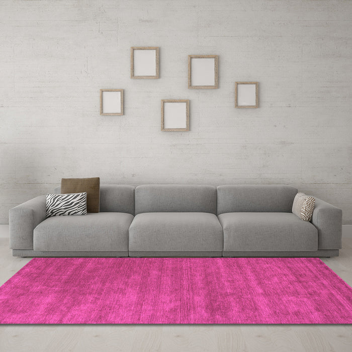 Machine Washable Abstract Pink Contemporary Rug in a Living Room, wshcon44pnk