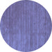 Round Abstract Blue Contemporary Rug, con44blu