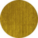 Round Abstract Yellow Contemporary Rug, con44yw