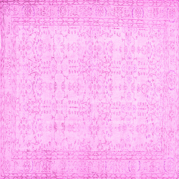 Square Machine Washable Abstract Pink Contemporary Rug, wshcon450pnk