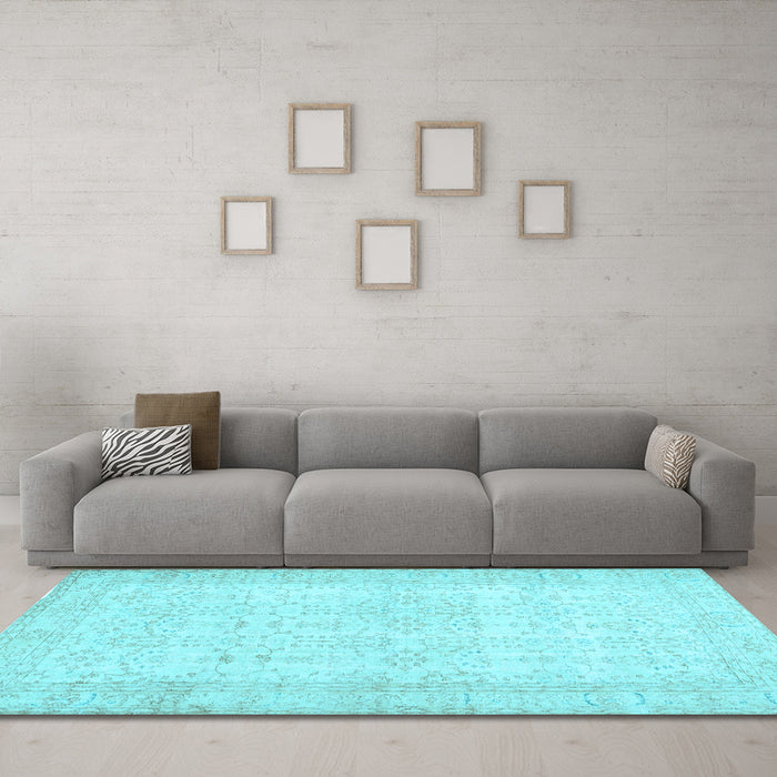 Machine Washable Abstract Light Blue Contemporary Rug in a Living Room, wshcon450lblu