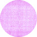 Round Machine Washable Abstract Purple Contemporary Area Rugs, wshcon450pur