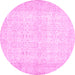 Round Machine Washable Abstract Pink Contemporary Rug, wshcon450pnk