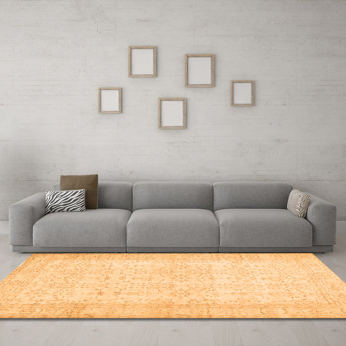 Machine Washable Abstract Orange Contemporary Area Rugs in a Living Room, wshcon450org