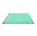 Sideview of Machine Washable Abstract Turquoise Contemporary Area Rugs, wshcon450turq