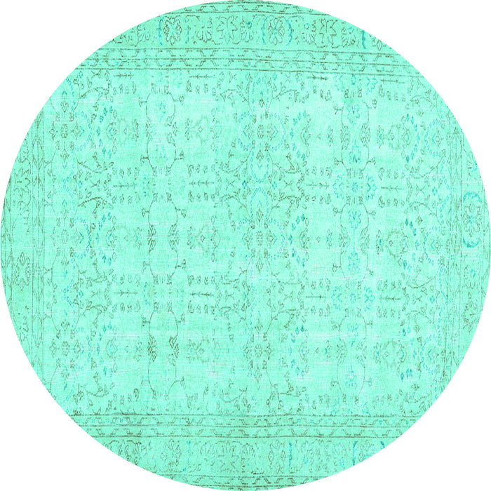 Round Abstract Turquoise Contemporary Rug, con450turq