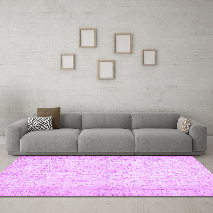 Machine Washable Abstract Purple Contemporary Area Rugs in a Living Room, wshcon450pur