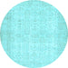 Round Abstract Light Blue Contemporary Rug, con450lblu