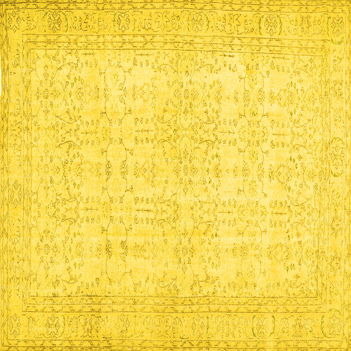 Square Machine Washable Abstract Yellow Contemporary Rug, wshcon450yw