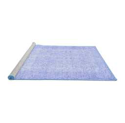 Sideview of Machine Washable Abstract Blue Contemporary Rug, wshcon450blu
