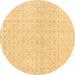 Round Abstract Brown Contemporary Rug, con451brn