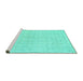 Sideview of Machine Washable Abstract Turquoise Contemporary Area Rugs, wshcon451turq