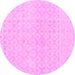 Round Abstract Pink Contemporary Rug, con451pnk