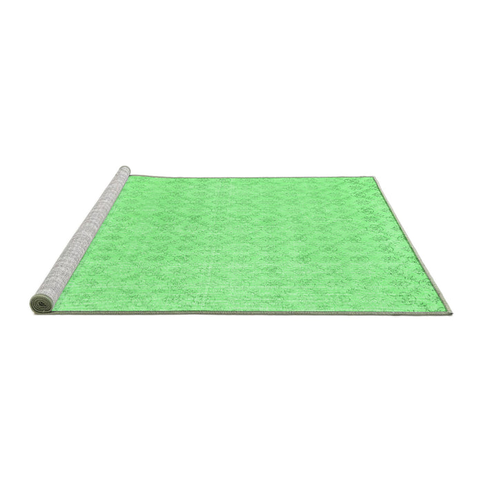 Sideview of Machine Washable Abstract Emerald Green Contemporary Area Rugs, wshcon451emgrn