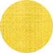 Round Abstract Yellow Contemporary Rug, con451yw