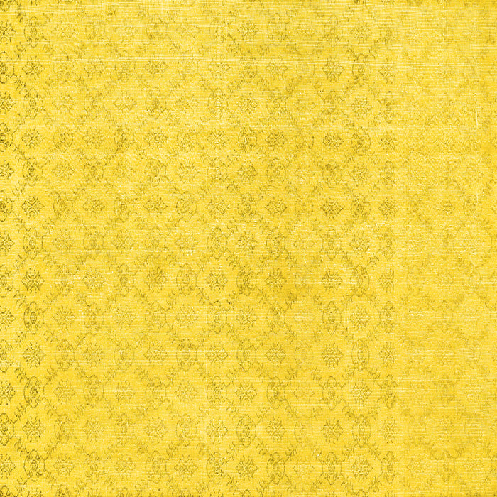 Square Machine Washable Abstract Yellow Contemporary Rug, wshcon451yw