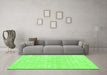 Machine Washable Abstract Green Contemporary Area Rugs in a Living Room,, wshcon451grn