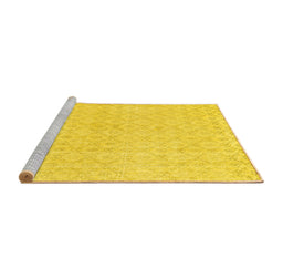Sideview of Machine Washable Abstract Yellow Contemporary Rug, wshcon451yw