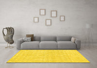 Machine Washable Abstract Yellow Contemporary Rug, wshcon451yw